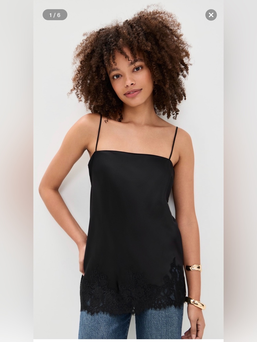 Reformation Carolina silk top black XS